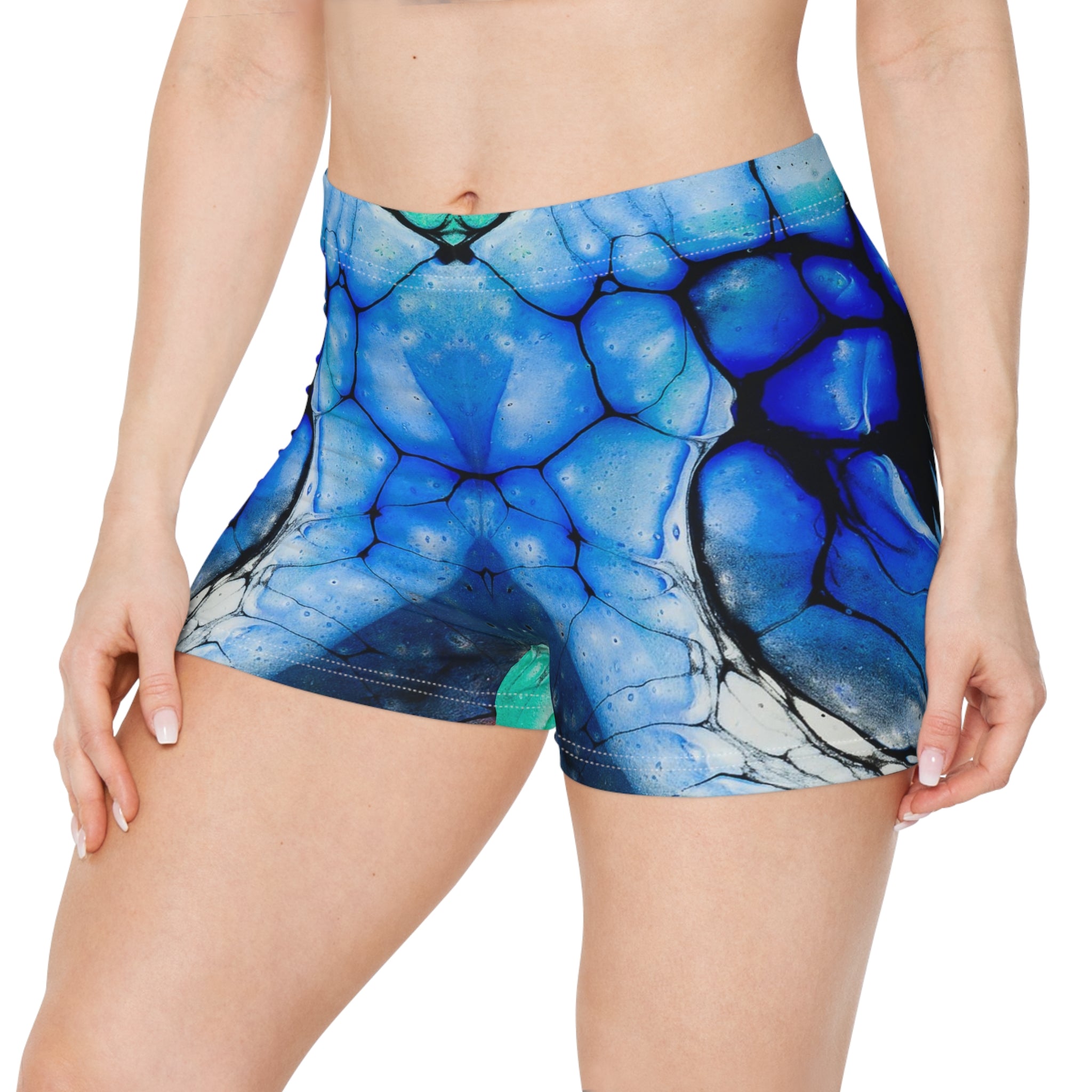 Womens Sports Shorts - Blue Coil Portal - Front