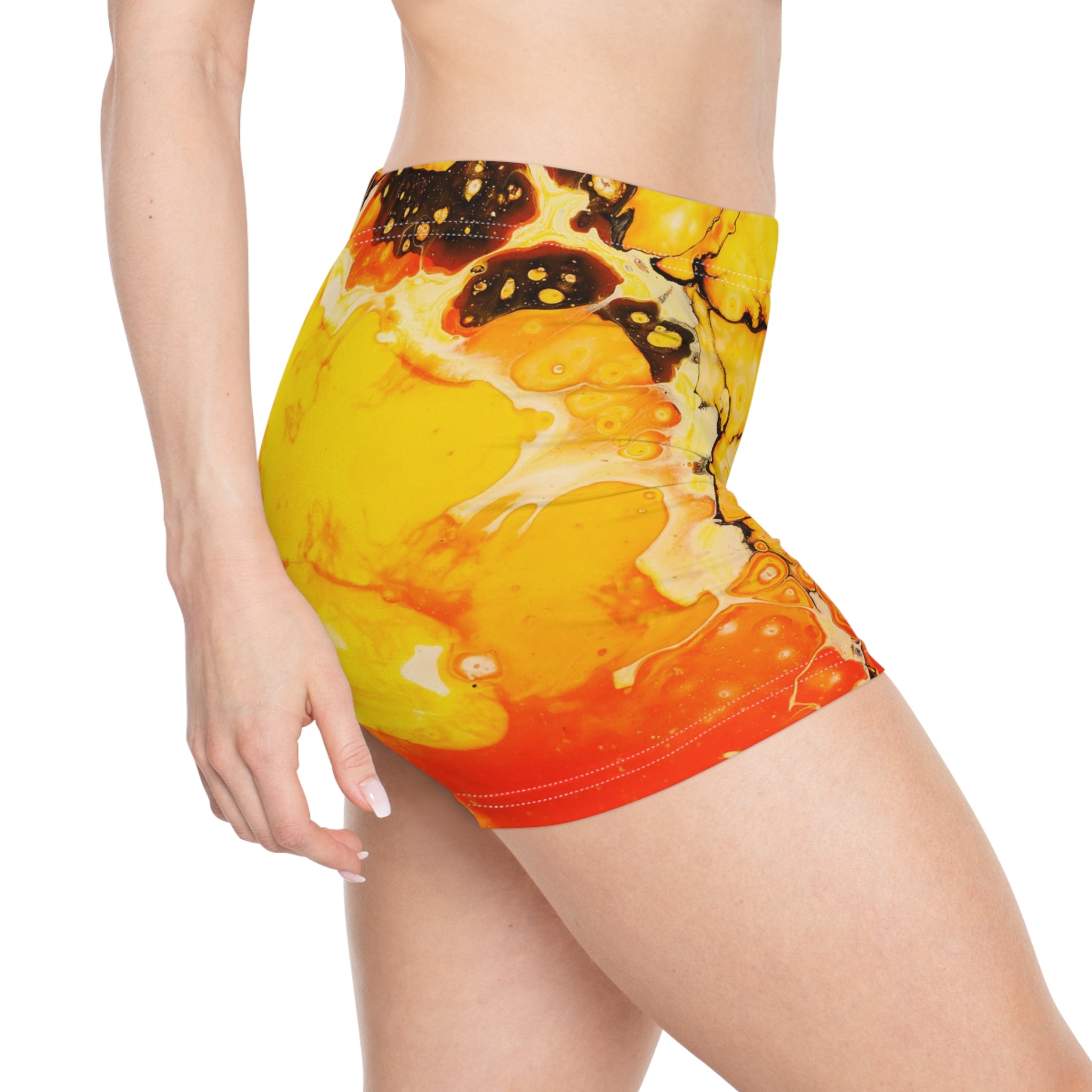 Womens Sports Shorts - Surface Of The Sun - Side